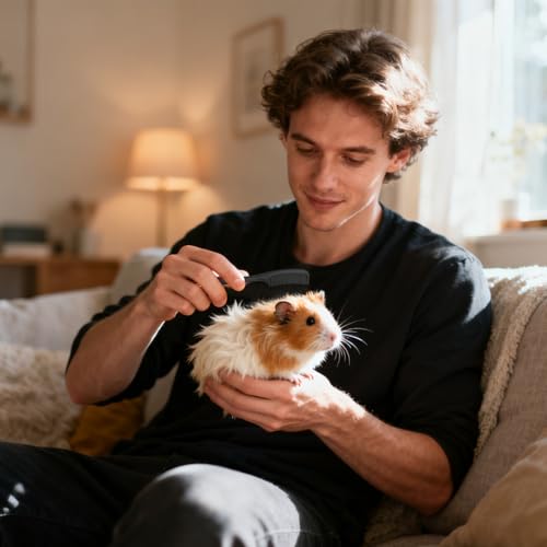 Bunny Brush | 10 Pieces Small Animal Hair Grooming Tool | Hamster Cleaning Supplies | for Tiny Pet Ferret Indoor Home Coat Sensitive Skin Daily Care - color: Black