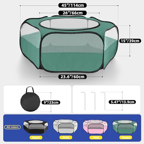 Small Animal Playpen with Mesh Cover & Waterproof Bottom Cat Tent Chicken Brooder Rabbit Guinea Pig Cage Playpen for Small Animals Indoor Outdoor Use - color: Deep Green