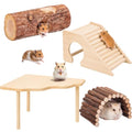 BreezeHug 4 Pcs Hamster Cage Accessories Hamster Platform Hideout Wooden Tunnel Ladder Playhouse Game Climbing Toy with Platform for Pets Dwarf Syrian Mice Degus Gerbils Squirrel(Hole) - style: Tree Hole