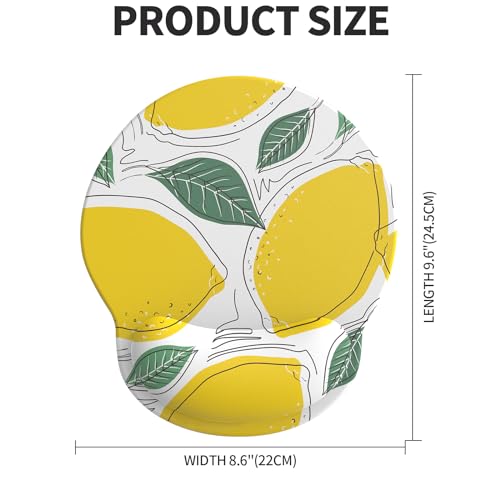 Mouse Pad with Wrist Rest, Comfortable Computer Mousepad with Gel Wrist Support Smooth Surface and Non-Slip PU Base for Pain Relief, Laptop, Office & Home (Lemon) - color: Lemon
