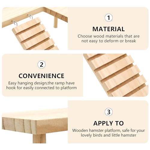 Hamster Wooden Platform with Legs, Large | Small Animal Climbing Ladder, Standing Rat Guinea Perch, Chew Toy, Cage Accessories - color: Platform-Large