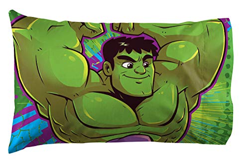 Jay Franco Marvel Hulk Super Soft Kids Pillowcase for Kids, Reversible | Double-Sided Superhero, Microfiber Kids Bedding, Standard Size 20x30, Machine Washable, Kids Gift (Official Marvel Product) - color: Green - Hulk