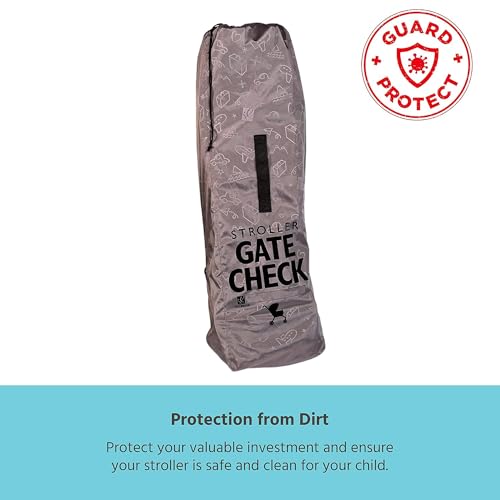 J.L. Childress DELUXE Gate Check Bag for Umbrella Strollers - Premium Heavy-Duty Durable Air Travel Bag, Adjustable Shoulder Strap - Fits Compact, Umbrella-Style Strollers (Grey) - color: Grey