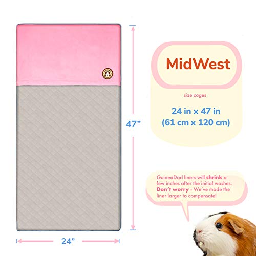 GuineaDad Original Reusable Cage Liner – Ultra-Soft Fleece Bedding with Burrowing Pocket – Extra Absorbent Core & Waterproof Bottom – Fits Midwest Guinea Pig Cage – Small Animal Supplies
