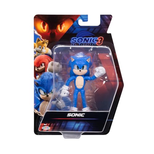 Sonic The Hedgehog 3 Movie Action Figures 5-Inch Collector Toy Figure, Highly Articulated for Boys Girls - Officially Licensed The Hedgehog 3 Movie Product | Sonic The Hedgehog Movie 5 Inch Action Figure Wave 1 - Sonic - color: Sonic