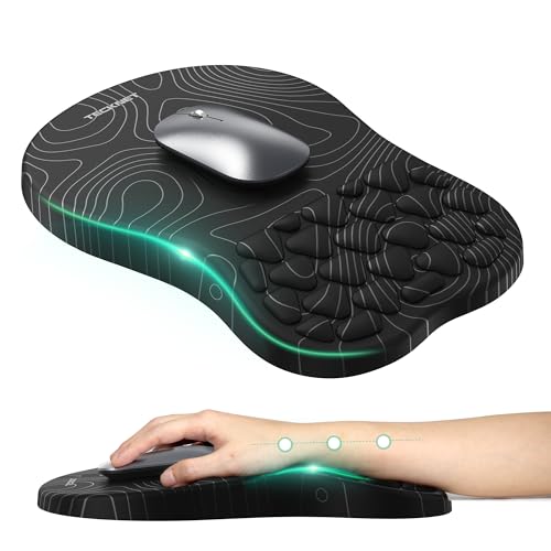 TECKNET Ergonomic Mouse Pad with Wrist Rest,Soft Comfortable Massage Design | Memory Foam and Non-Slip PU Base for Pain Relief, Office Gaming Mousepad for Desk, Home, Office - Black - color: Black White