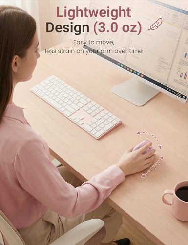 Ergonomic Vertical Wireless Mouse, 57°, Small/Medium Hands, Pink | Rechargeable, Quiet Click, 800/1200/1600 DPI, 2.4GHz USB Receiver, Forward/Back Buttons, Computer Mouse for Laptop PC Mac - color: Pink