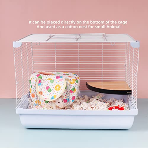 Sugar Glider Pouch Cage Accessories, Small Pet Cage Hammock Guinea Pig Bed Hideout, Rat Hanging Bed with Hideout for Hamster, Squirrel (Fruit White) - color: fruit white