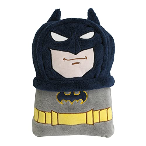 NoJo Warner Brothers Batman The Caped Crusader Navy, Gray and Yellow Batman Character Shaped Blanket - color: Batman the Caped Crusader