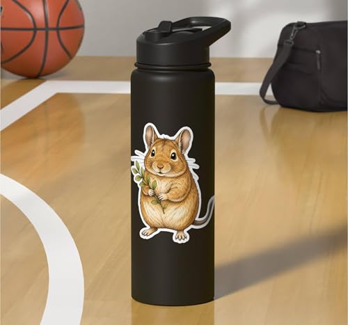 Degu With Leafy Branch Stainless Steel Insulated Water Bottle - color: Black