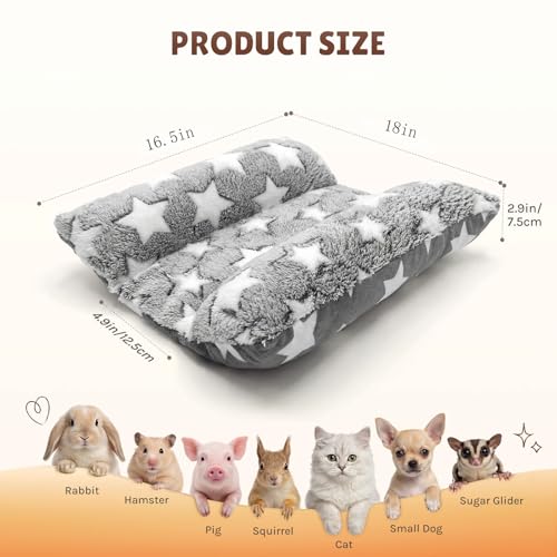 Soft Rabbit Bed, Thickened and Softer, Double-Sided(2pcs Gray) | 16.5 X 18in Soft Rabbit Bed, Thickened and Softer , Double-Sided Plush Rabbit Beds,Bed for Bunnyfor Rabbits Indoor - color: Gray+Gray