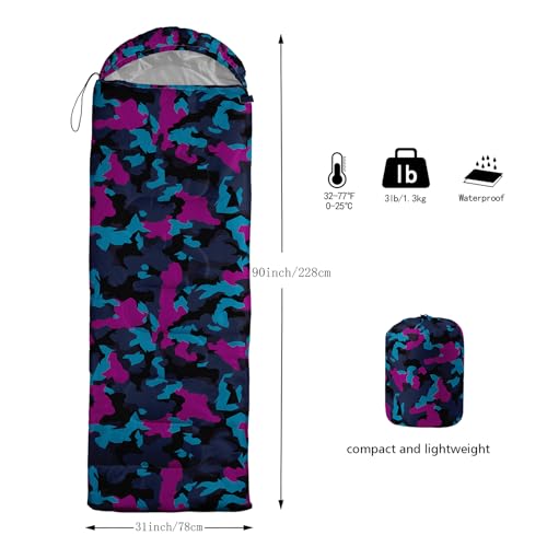 Sleeping Bags for Adults and Kids Backpacking Camping Sleeping Bags for Girls and Boys Lightweight Waterproof Cold/Warm Sleeping Bag for All Season - color: Navy blue Camo
