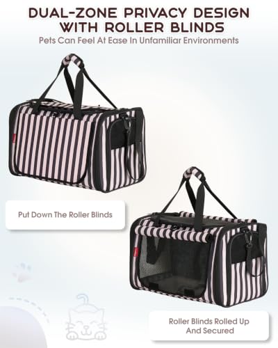 Cat Carrier, Soft Sided Travel Pet Carrier with Top Loading, Striped | Top Load Pet Crate for Large Cat Small Dog Puppy up to 20 Lbs, Breathable Mesh Kennel for Airline Car Travel, Striped - color: Striped