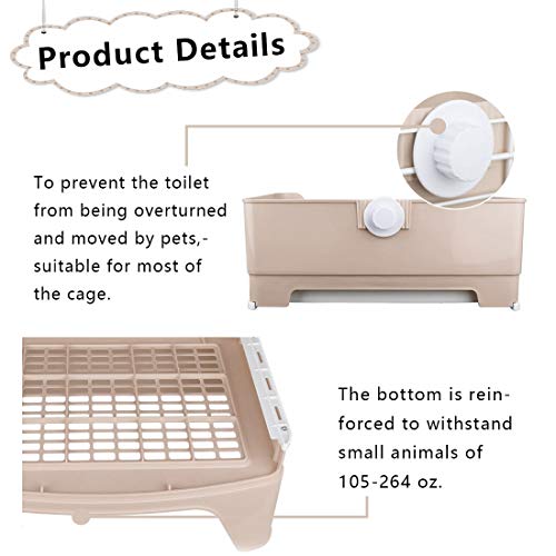 PINVNBY Large Rabbit Litter Box,Plastic Bunny Litter Pan with Drawer,Small Animals Trainer Corner Toilet Box for Adult Guinea Pigs Chinchilla Ferret Hedgehog (Brown) - color: Brown