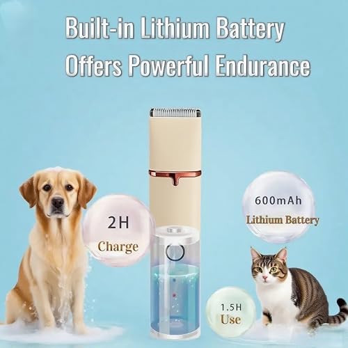 Low Noise 4-in-1 Dog Grooming Clippers Kit,Cordless Dog Nail Clipper,Dog Paw Trimmer,Cat Ear Trimmer,Pet Cat Dog Hair Trimmer for Small Large Dogs Cats and Rabbits Grooming at Home(Beige)