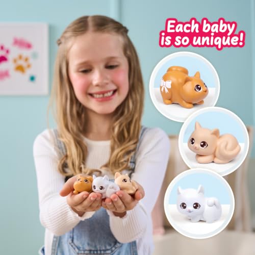 Little Live Pets Mama Surprise Kittens, Interactive Mama, Surprise Toys | Portable basket, fish accessory, 3 baby kittens, and 15+ sounds and reactions for ages 4+ toy cat play - style: Kitten