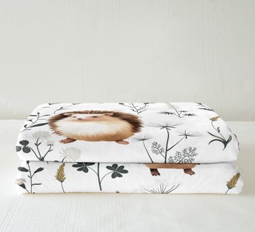Cute Hedgehog Blanket,Animal Pattern Sherpa Blanket Soft Kawaii Kids Throw Blanket Hedgehog Gifts for Girls Women Hedgehog Lovers Leaves Branch Cozy Flannel Fleece Blanket Couch Bed Throw 50"x60" - color: Multi 03, size: Throw