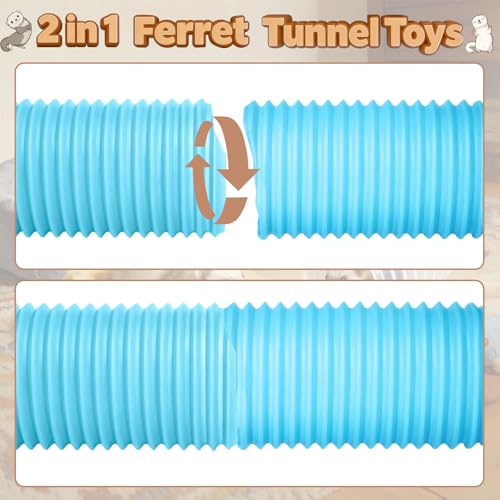 Mity rain 2PCS Ferret Toys with 6 Balls Inclueded | Collapsible Tunnel Tube Accessories for Ferrets, Guinea Pigs, Hamsters, Expandable Interactive Toys Supplies for Small Pets - color: Blue, size: 2PCS