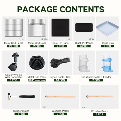 VISCOO Upgraded Encrypted Metal 46-Inch Bird Cage for Parrot Parakeets | Parakeet Cage with Wooden Perches, Slide-Out Tray, Water Bottle&Feeder for Cockatiel,Lovebird,Small Mid-Sized Birds - size: 24"L x 12"W x 46"H
