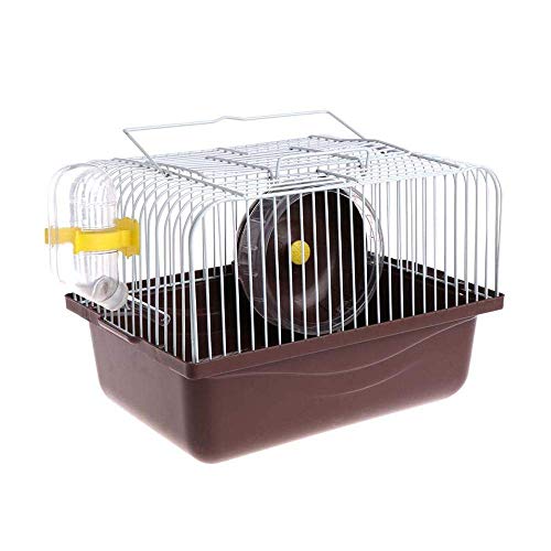 Small Pet Hamster Cage with Running Wheel Water Bottle Food Basin Portable Carrier House Mice Home Habitat for Going Out, Traveling (Coffee) - color: Coffee