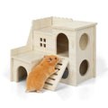 YooxArmor Wooden Hamster Hideout Maze, Natural Wood House with Climbing Ladder, Small Animal Habitat for Dwarf Campbell Robo Hamsters Gerbils