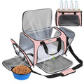 Pet Carrier for Cats & Small Dogs, Travel Carrier with Anti-Collapse Support, Chew Resistant Buckles, Luggage Sleeve, Multi-Pocket Storage, Reversible Mat & Bowl (Pink, Medium (17.5"x11"x11.5")) - color: Pink