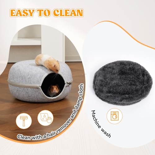 Guinea Pig Hideout, Double Function Guinea Pig Bed with 2 Soft Cushions, Small Animal Cage Accessories for Guinea Pigs, Hamsters, Hedgehogs, and Ferrets (Light Grey) - color: Light Grey