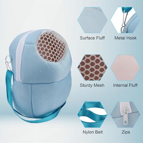 Hypeety Pet Carrier Bag Breathable Portable Travel Backpack for Guinea Pig | Breathable mesh pouch, hands-free sling outgoing bag, secure zipper, for hedgehog/hamsters/sugar glider/chinchilla, blue - color: Blue