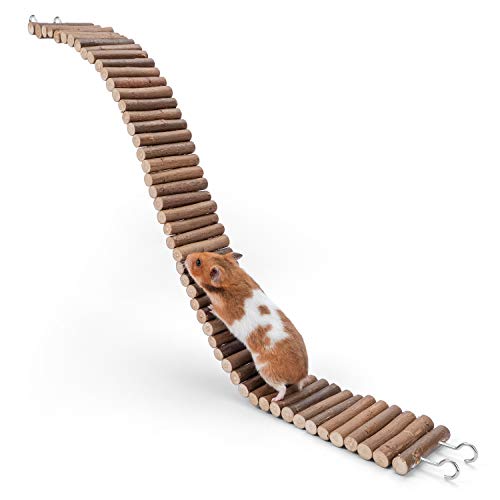 Niteangel Hamster Suspension Bridge Toy: 25.6" x 2.8" Flexible & Bendable | Enhances Coordination & Balance Long Climbing Wooden Ladder for Hamsters Mice Gerbils Sugar Glider Rat and Other Small Animal - size: 25.6L x 2.8W