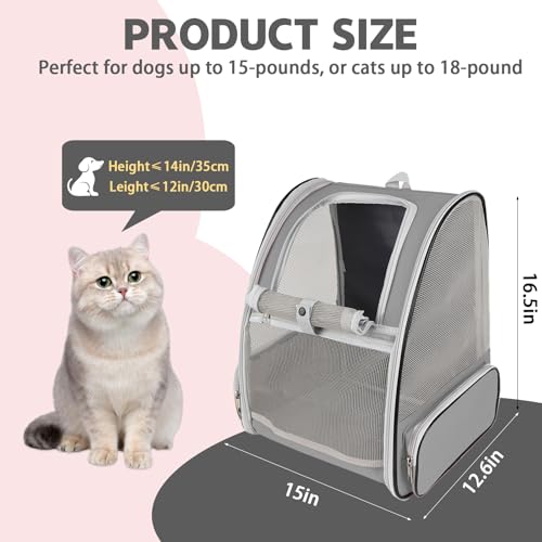 Cat Backpack Carrier,Pet Carrier Airline Approved for Small Dog Cat Puppy Kitten Bunny,Ventilated Mesh Design Animal Backpack for Hiking Camping Travel Bag (Light Grey) - color: Light Grey
