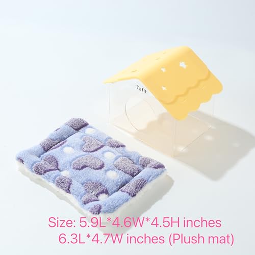 TUTU&LELE Starry Sky Hamster Hideout with Plush Cushion for Dwarf Hamsters (Yellow) - color: Yellow