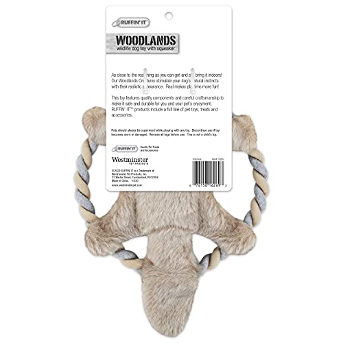 RUFFIN' IT Rhode Island Textile Woodlands Chipmunk Plush Dog Toy with Rope Chew Ring, Mutli, 8.5 inch (Pack of 4), All Breed Sizes - size: Small (Pack of 4), style: Chipmunk