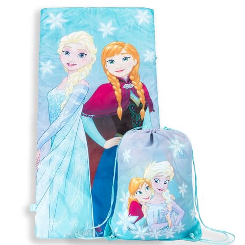 Jay Franco Disney Frozen Sparkle Slumber Sack - Cozy & Warm Kids Lightweight Slumber Bag/Sleeping Bag - Featuring Anna and Elsa (Official Disney Product) - color: Blue - Frozen
