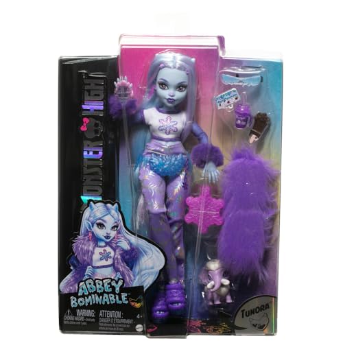Monster High Abbey Bominable Doll | Yeti Doll in Furry Purple Clothes with Pet Mammoth, 7 Accessories, a Backpack, Glasses and Popsicle (Amazon Exclusive) - style: Abbey Bominable