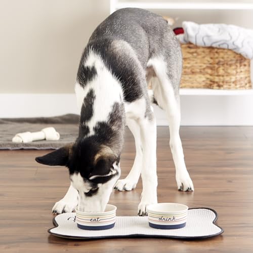 Bone Dry Ceramic Food Bowls, Non-Slip & Dishwasher Safe, Small Set, 4.25x2 Eat/Drink - color: Eat/Drink, size: Small Set, 4.25x2"