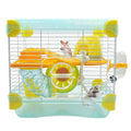 2 Layers Hamster Cage with Tubes Mouse Cage with Accessories Water Bottle Food Dish Transparent Hamster Habitat with Exercise Wheel for Hamster Guinea Pig Gerbil (10.9" x 8.1" x 9.8" Blue) - color: 【Blue】