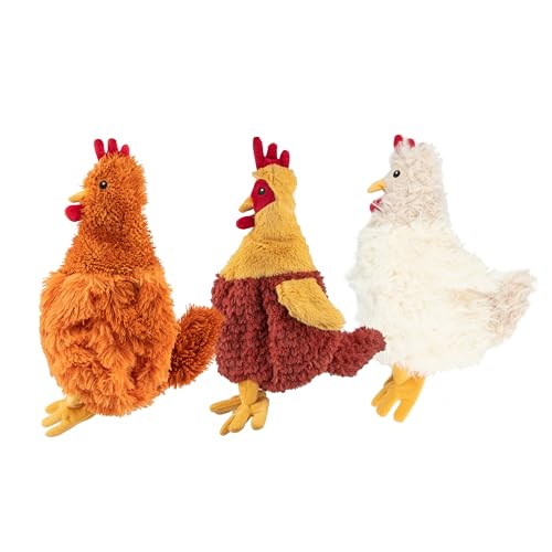 Best Pet Supplies Interactive Squeaky Dog Chew Toy, Ideal Dog Toys for Chewers, Small, Medium & Large Dogs, and Fetch Lovers - Crinkle Chicken (Brown, Beige, Wine Red), Large - color: Crinkle Chicken (Brown, Beige, Wine Red), size: Large