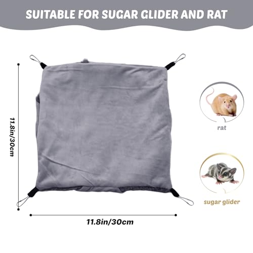 LYART Sugar Glider Pouch Hammock Bed Bedding, Sugar Glider Cage Accessories Toys for Rat, 3-Layer Hammock Make Pet Cages More Three-Dimensional (1.Grey) - color: 1.Grey