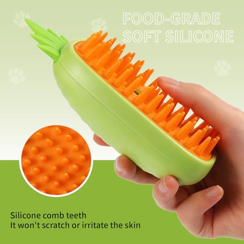 Cat Steam Brush for Shedding, 4 in 1 Rechargeable Steam Brush for Cats and Dogs, Anti-Static, Massage, Cleaning, Shedding & Combing All in One! (Green) - color: Green