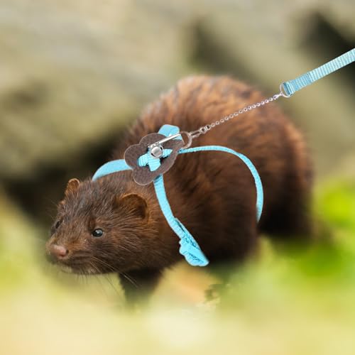2 Pack Adjustable Hamster Leash Harness for Harness for Ferret Baby Rabbit Hamster Rat Mouse Leash Lead with Bell (Blue) - color: Blue