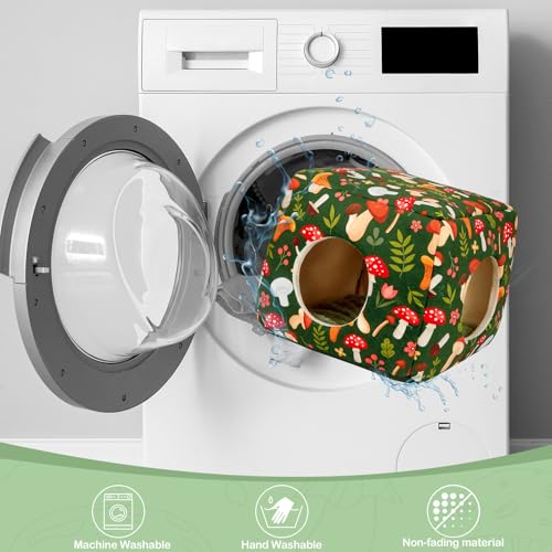 Bienbee Guinea Pig Hideout, Washable Plush House for Small Animals | Guinea Pig House with 2 Wide Entrances, Removable Mat and Non-skid Bottom,Warm and Cozy for Small Pet's Resting and Hiding - color: Green Mushroom