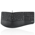 Perixx PERIBOARD-330B, Wired Ergonomic Keyboard with Adjustable Wrist Rest, Illuminated Keys, and Membrane Low Profile Keys, 2 Extra USB Ports, US English Layout - style: Wired Backlit Keyboard