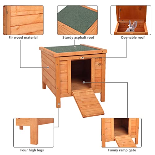 Cat House Outside, Weatherproof Wooden Bunny Rabbit Cat Hutch Outdoor Pet Cage Shelter Feral Cat House, Small Pet House and Habitats - color: Natural Wood