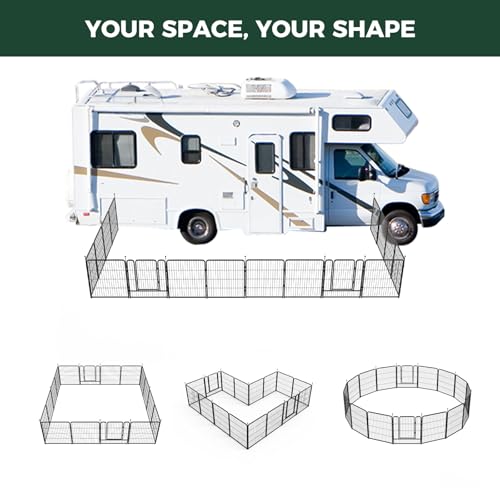 FXW Instant Dog Playpen, RV Camping, Outdoor & Yard, 24" H, 16 Panels | Portable, Easy setup, Heavy-duty, DIY layouts, For Puppies & Small Dogs, Patented - size: 24"H