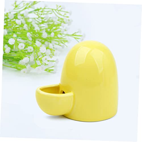 Milisten Small Pet Automatic Feeder and Water Dispenser Bowl 6.76Oz Ceramic Self-Dispensing Hamster Rabbit Drinking Supply for Small Animals - color: Yellow
