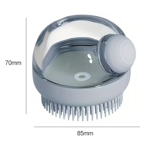 Pet Brushes for Dogs & Cats – Silicone Bristle Grooming Massage Brush with Soap Dispenser, Perfect Dog Bath Brush for Long and Short Haired Pets,Grey - color: grey