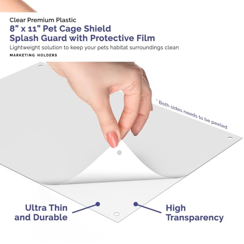 8 Pack Pet Cage Liner 8" x 11" with Holes Zip Ties Urine Guard Flexible and Pliable See Through Clear Acrylic Sheet Side Lining Habitat Siding Tiles Protection Cage Edge Liners by Marketing Holders - size: 8” x 11” 8 Pack