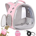 Leopard Gecko Backpack Carrier,Reptile Portable Backpack Carrier with Small Backpack Harness Leash Set,Space Capsule Clear Bubble Window Travel Backpack for Lizard Travel,Guinea Pig,Rabbit - color: Pink