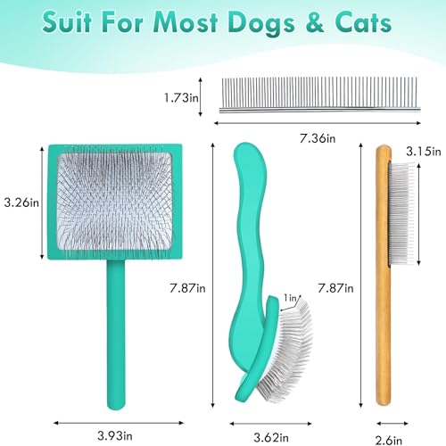 Wooden Long Pin Slicker Brush for Large Dog, Poodles & Doodles Long Hair | Grooming, Fluff & Detangle Heavy Dense Wavy Curly Coats to Easily Prevent Severe Hair Matting During Shedding Seasons - color: Green