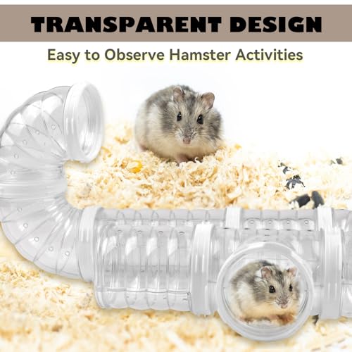 8 PCS Hamster Tunnel Kit,Transparent Curved Pet Cage Tube Set Dwarf Hamster Accessories DIY Toy Connection External Pipe for Mice Rat(White) - color: 【White】